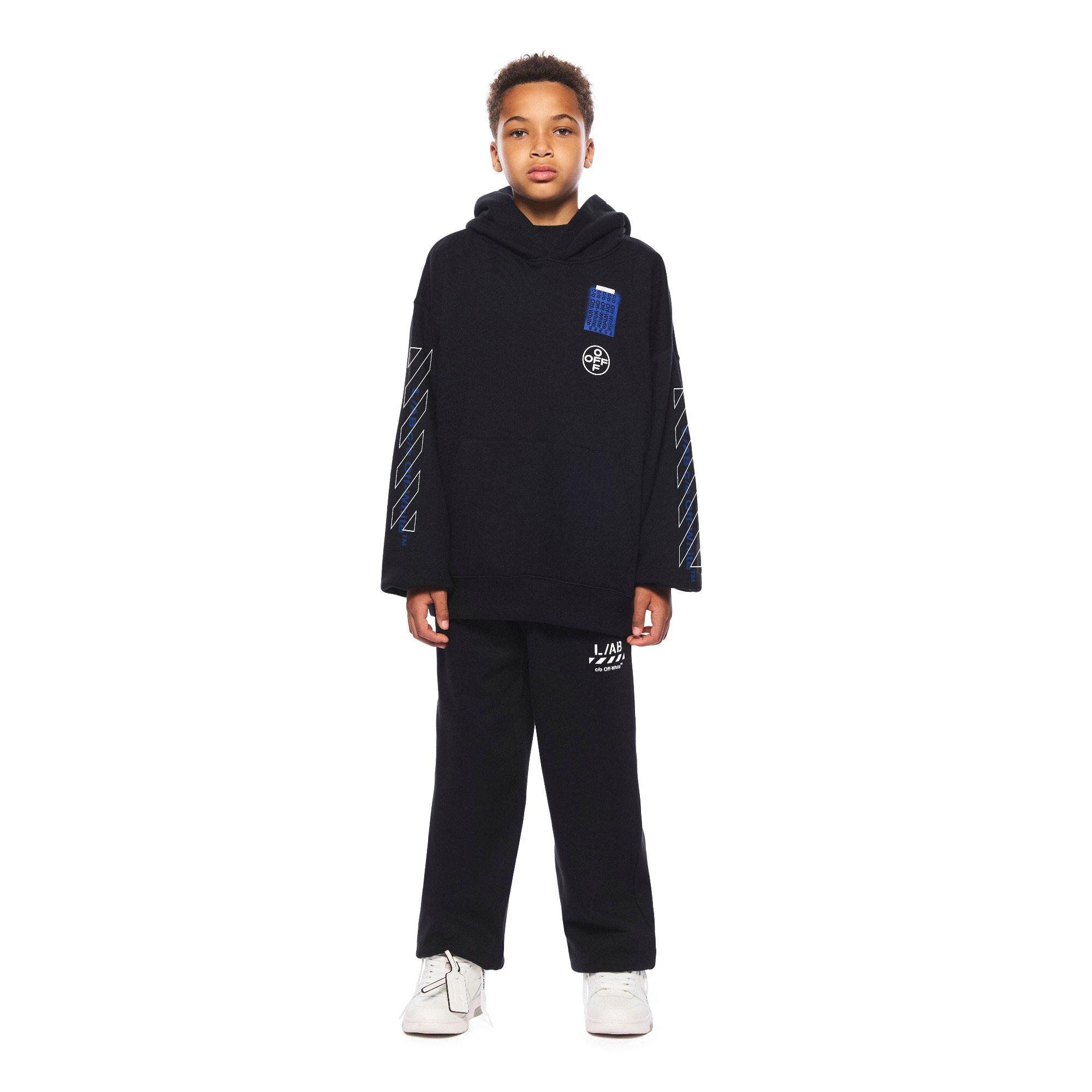 L/AB c/o Off-White Big Boys' Active Hoodie - BLACK/BLUE
